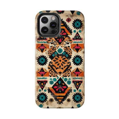 Bohemian Leopard & Tribal Floral Tough iPhone Case – Vibrant Eclectic Design, Dual - Layer Protection - BOGO Cases