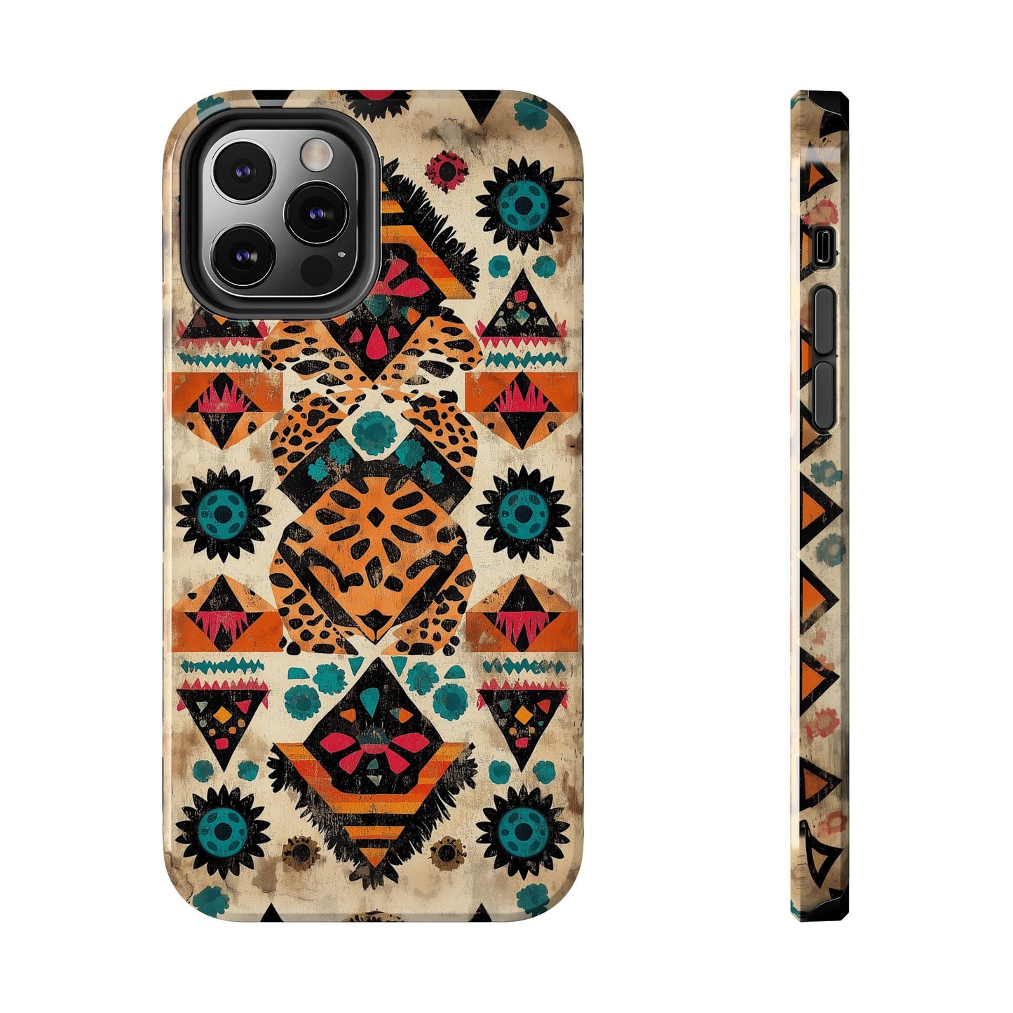 Bohemian Leopard & Tribal Floral Tough iPhone Case – Vibrant Eclectic Design, Dual - Layer Protection - BOGO Cases