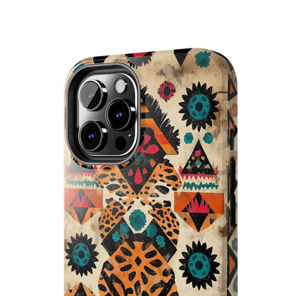 Bohemian Leopard & Tribal Floral Tough iPhone Case – Vibrant Eclectic Design, Dual - Layer Protection - BOGO Cases