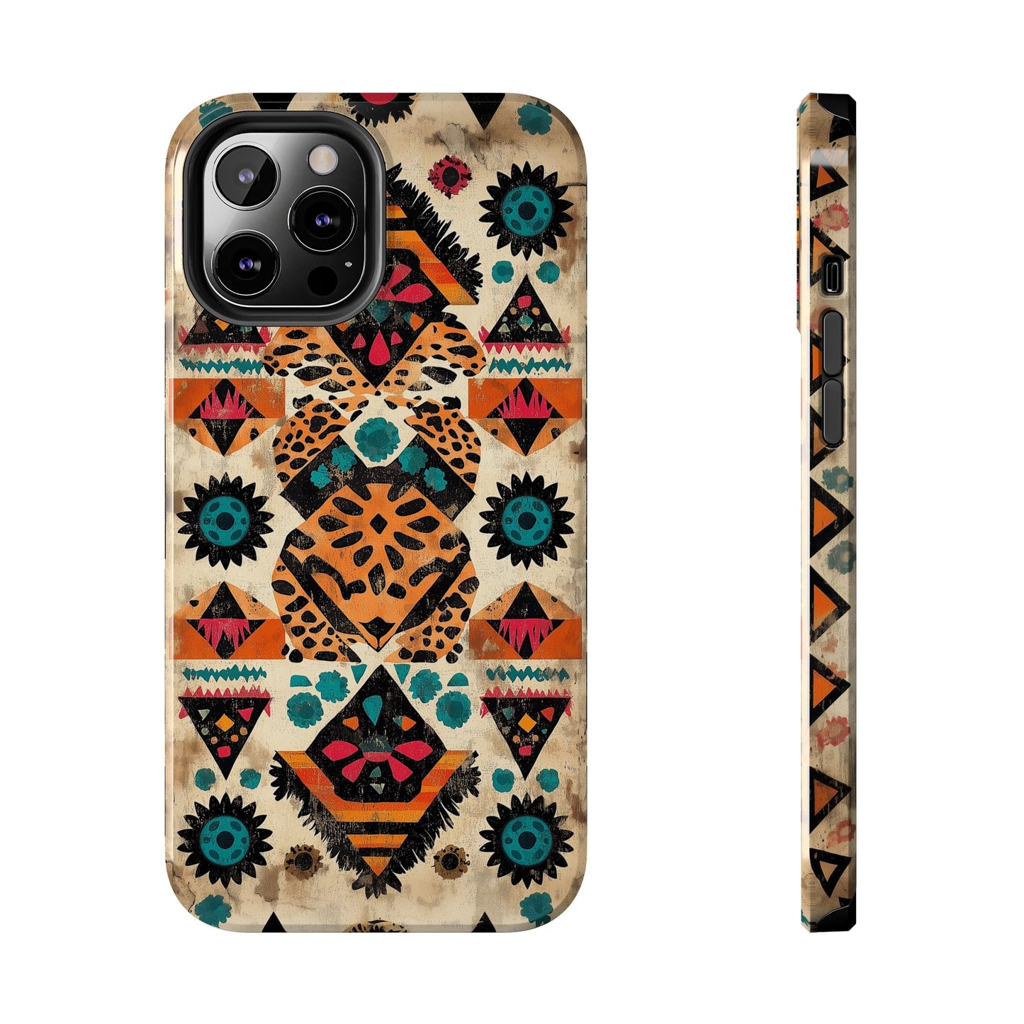 Bohemian Leopard & Tribal Floral Tough iPhone Case – Vibrant Eclectic Design, Dual - Layer Protection - BOGO Cases