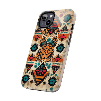 Bohemian Leopard & Tribal Floral Tough iPhone Case – Vibrant Eclectic Design, Dual - Layer Protection - BOGO Cases