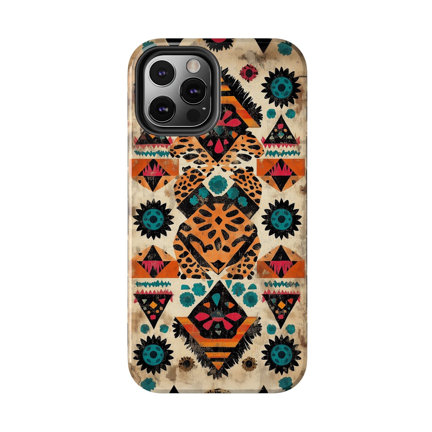 Bohemian Leopard & Tribal Floral Tough MagSafe iPhone Case – Vibrant Eclectic Design, Dual - Layer Protection - BOGO Cases