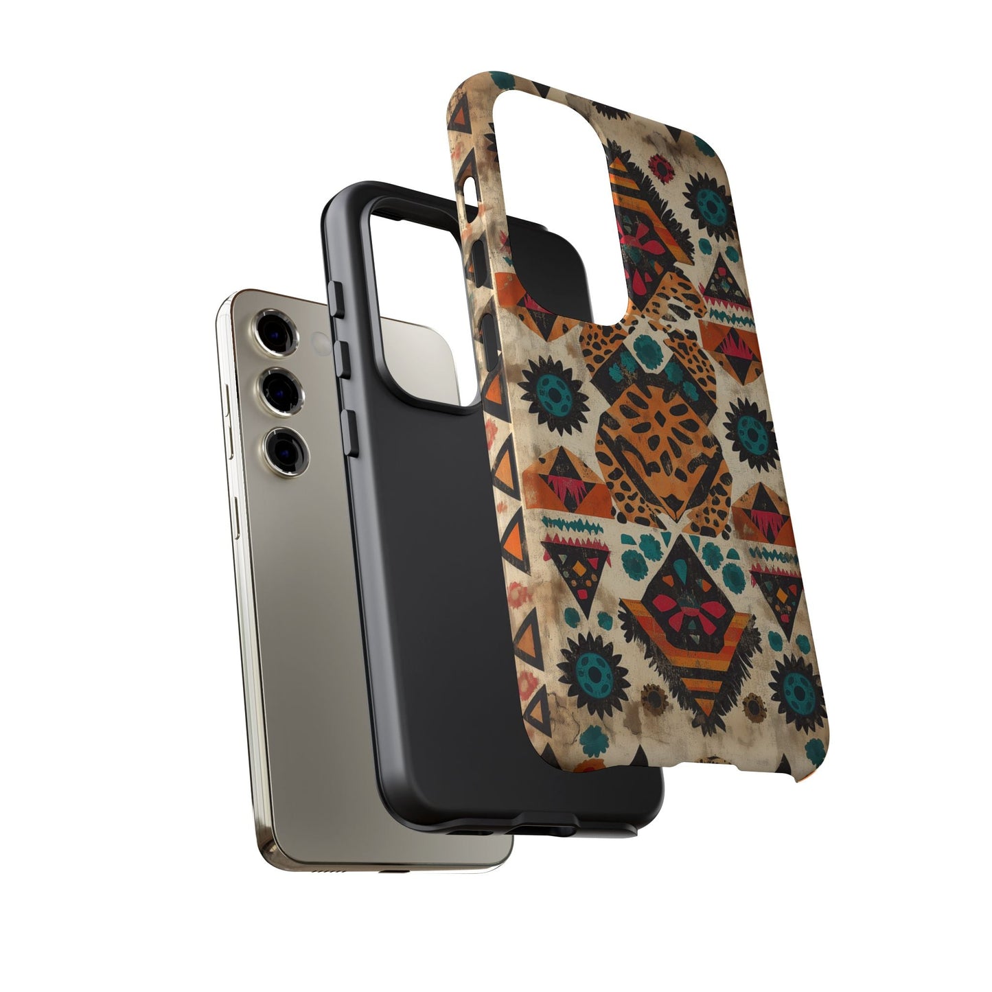 Bohemian Leopard & Tribal Floral Tough Samsung Galaxy Case – Vibrant Eclectic Design, Dual - Layer Protection - BOGO Cases