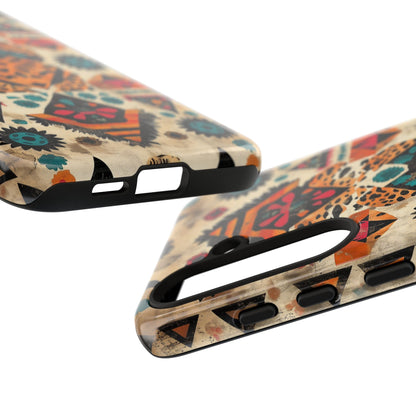 Bohemian Leopard & Tribal Floral Tough Samsung Galaxy Case – Vibrant Eclectic Design, Dual - Layer Protection - BOGO Cases