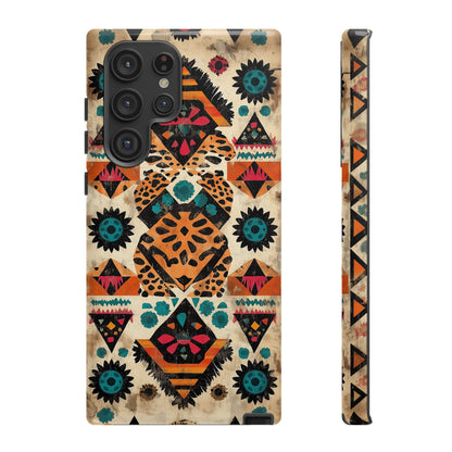 Bohemian Leopard & Tribal Floral Tough Samsung Galaxy Case – Vibrant Eclectic Design, Dual - Layer Protection - BOGO Cases