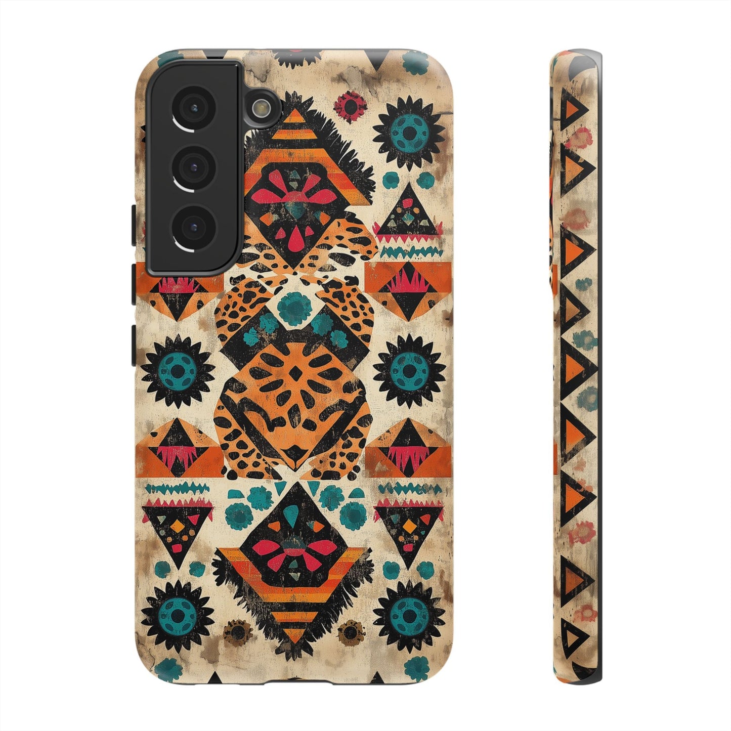 Bohemian Leopard & Tribal Floral Tough Samsung Galaxy Case – Vibrant Eclectic Design, Dual - Layer Protection - BOGO Cases