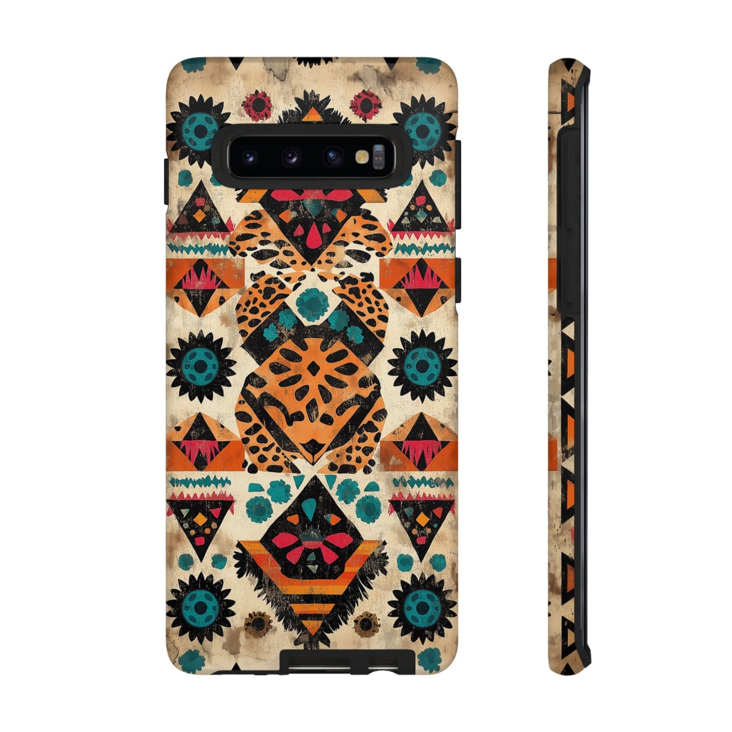 Bohemian Leopard & Tribal Floral Tough Samsung Galaxy Case – Vibrant Eclectic Design, Dual - Layer Protection - BOGO Cases