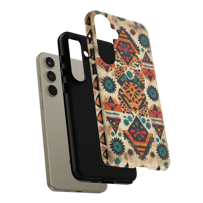 Bohemian Leopard & Tribal Floral Tough Samsung Galaxy Case – Vibrant Eclectic Design, Dual - Layer Protection - BOGO Cases