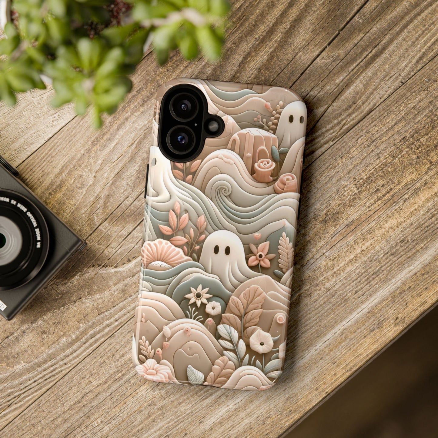 Boho Ghost Phone Case - Aesthetic Floral Protection Meets Whimsical Charm - Fits All iPhones, Samsung Galaxy, & Google Pixel. Premium Cases! - BOGO Cases