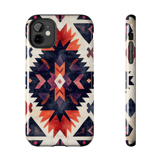 Boho Tribal Starburst Tough iPhone Case – Vibrant Geometric Design, Dual - Layer Protection - BOGO Cases