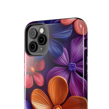 Bold Floral 3D iPhone Case – Vivid Purple and Orange Flower Design, Shock - Resistant - BOGO Cases