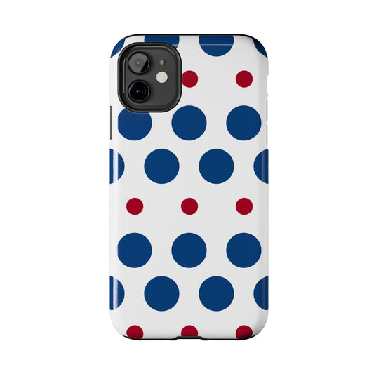Bold Navy & Red Polka Dot Pattern – iPhone Case - BOGO Cases