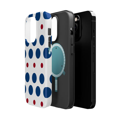 Bold Navy & Red Polka Dot Pattern – MagSafe iPhone Case - BOGO Cases