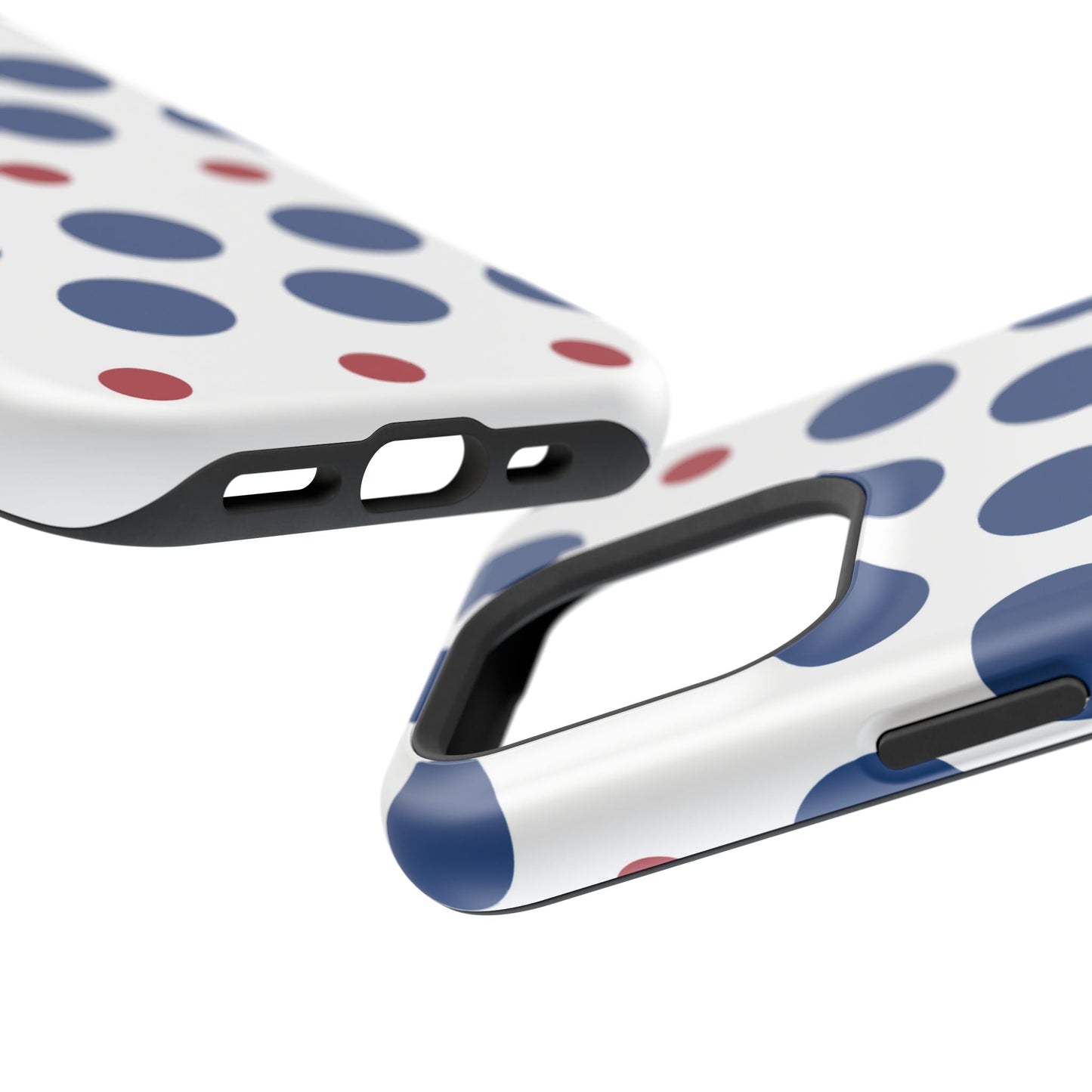 Bold Navy & Red Polka Dot Pattern – MagSafe iPhone Case - BOGO Cases