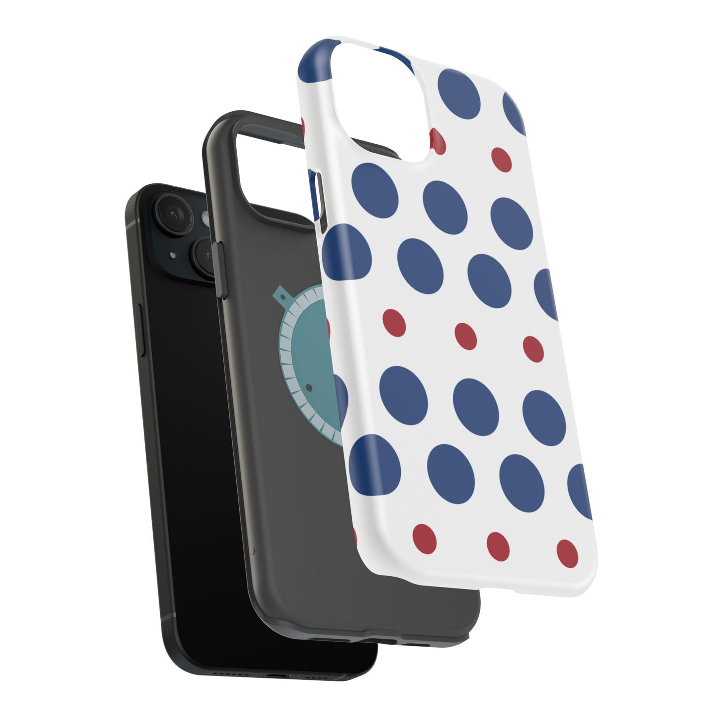 Bold Navy & Red Polka Dot Pattern – MagSafe iPhone Case - BOGO Cases