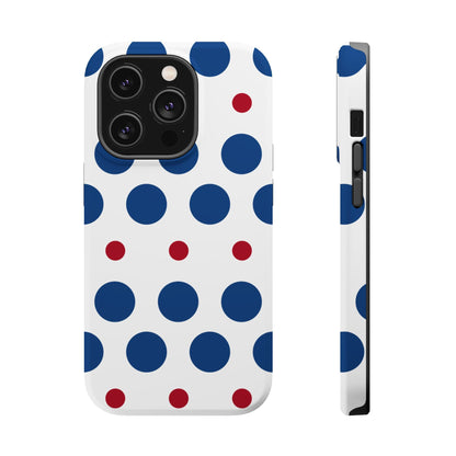 Bold Navy & Red Polka Dot Pattern – MagSafe iPhone Case - BOGO Cases