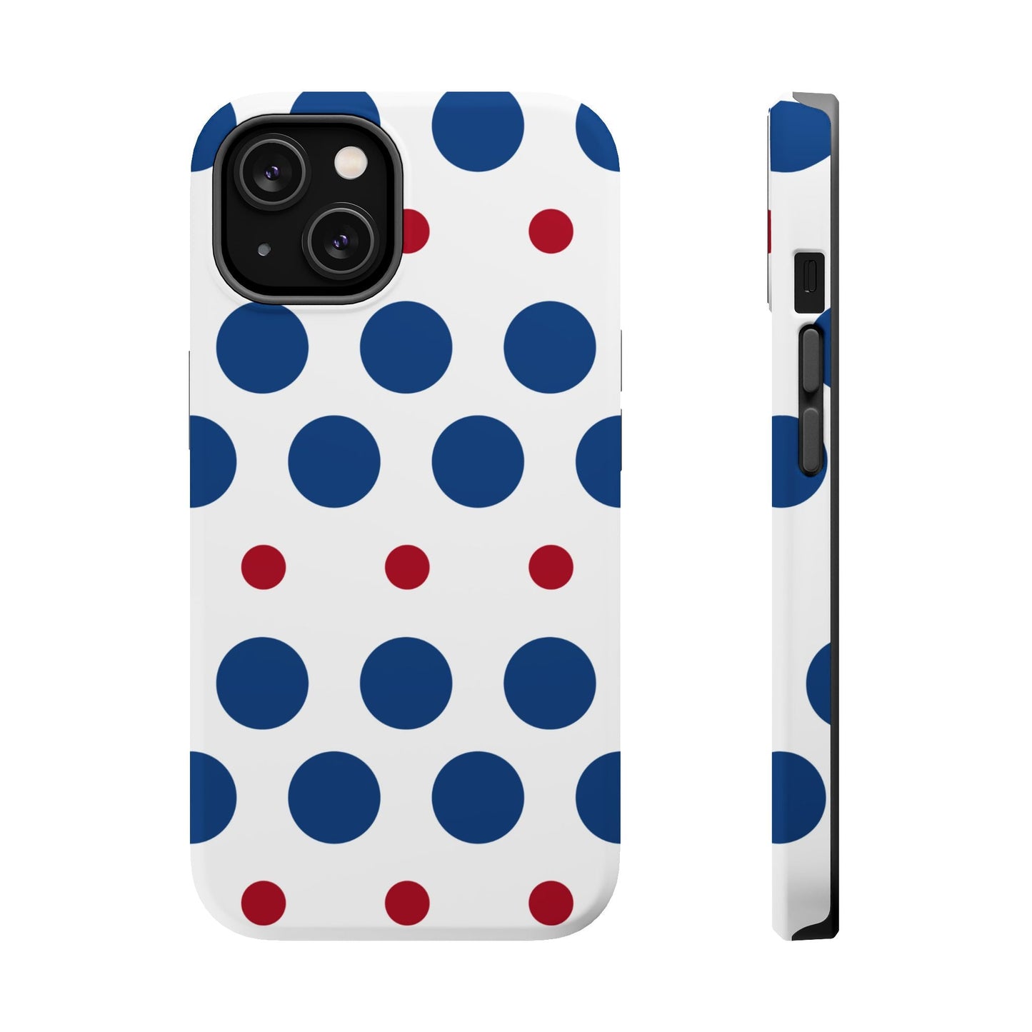 Bold Navy & Red Polka Dot Pattern – MagSafe iPhone Case - BOGO Cases