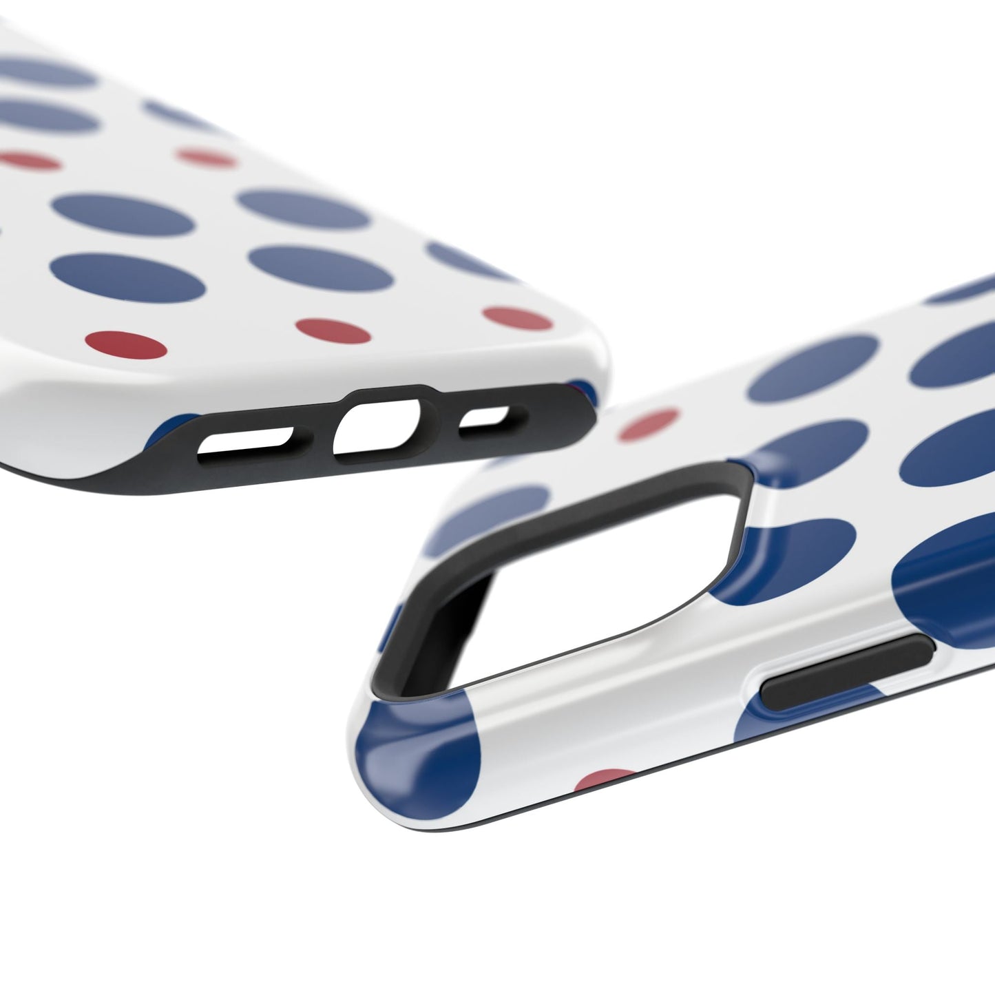 Bold Navy & Red Polka Dot Pattern – MagSafe iPhone Case - BOGO Cases