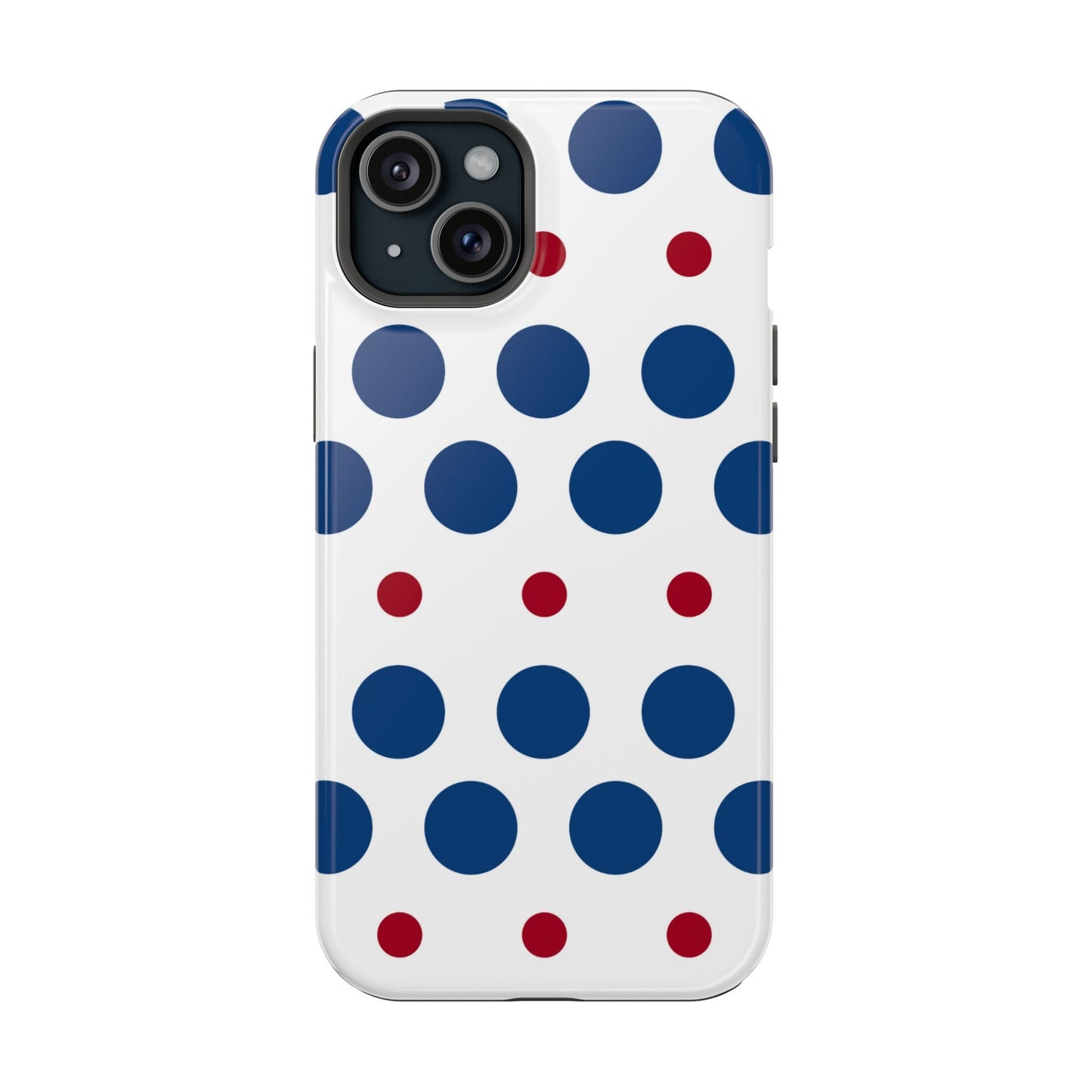 Bold Navy & Red Polka Dot Pattern – MagSafe iPhone Case - BOGO Cases