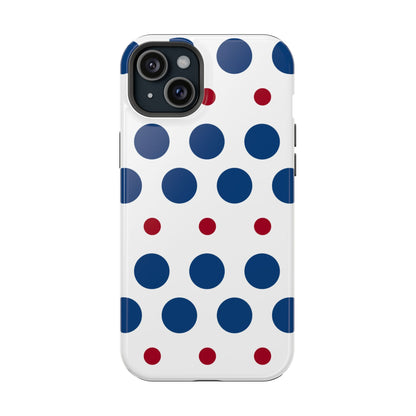 Bold Navy & Red Polka Dot Pattern – MagSafe iPhone Case - BOGO Cases