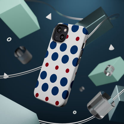 Bold Navy & Red Polka Dot Pattern – MagSafe iPhone Case - BOGO Cases