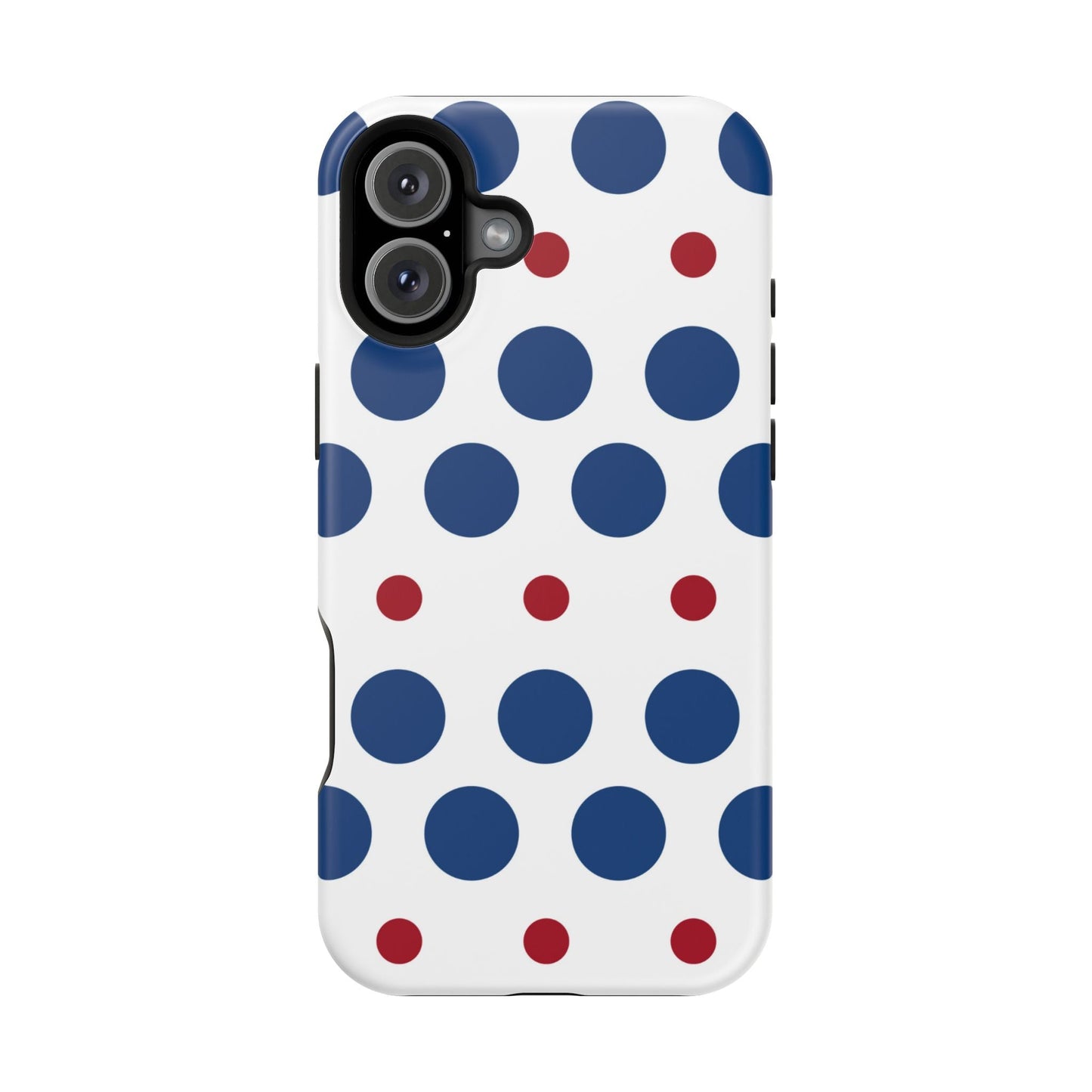 Bold Navy & Red Polka Dot Pattern – MagSafe iPhone Case - BOGO Cases
