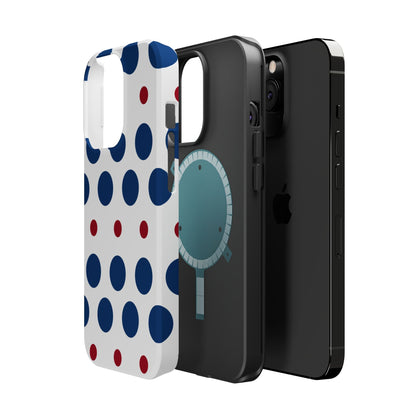 Bold Navy & Red Polka Dot Pattern – MagSafe iPhone Case - BOGO Cases