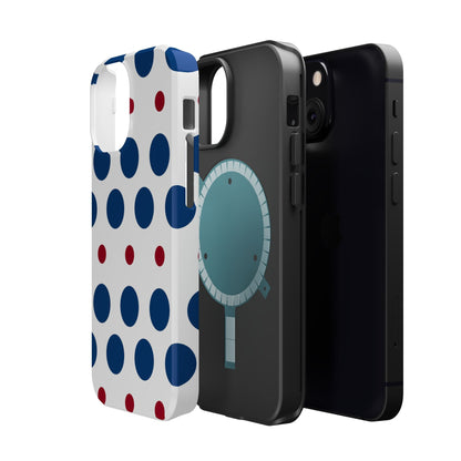 Bold Navy & Red Polka Dot Pattern – MagSafe iPhone Case - BOGO Cases
