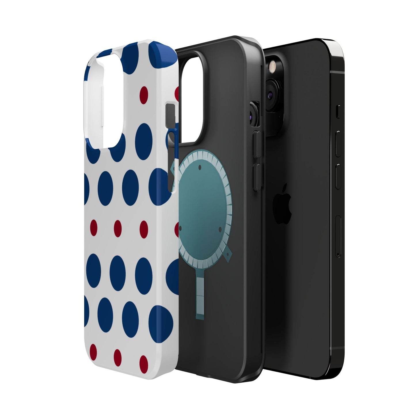 Bold Navy & Red Polka Dot Pattern – MagSafe iPhone Case - BOGO Cases