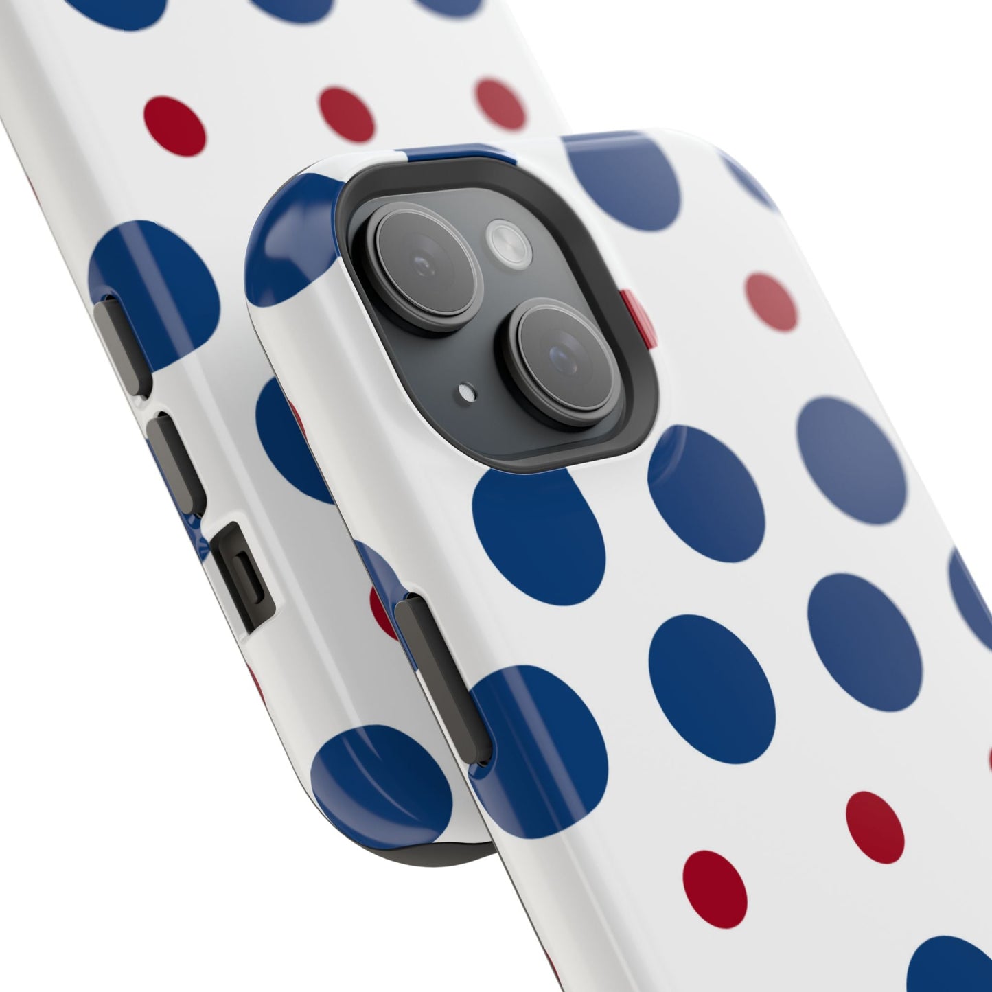 Bold Navy & Red Polka Dot Pattern – MagSafe iPhone Case - BOGO Cases
