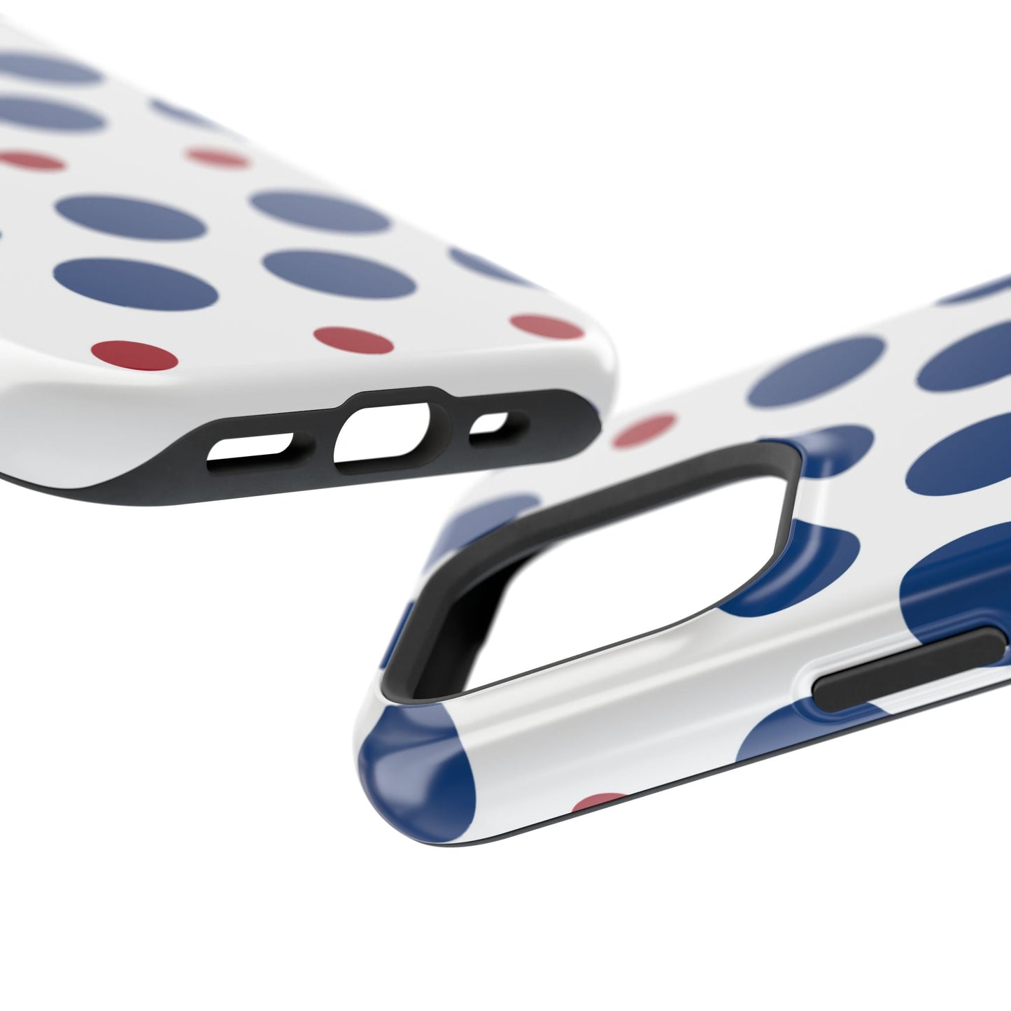 Bold Navy & Red Polka Dot Pattern – MagSafe iPhone Case - BOGO Cases