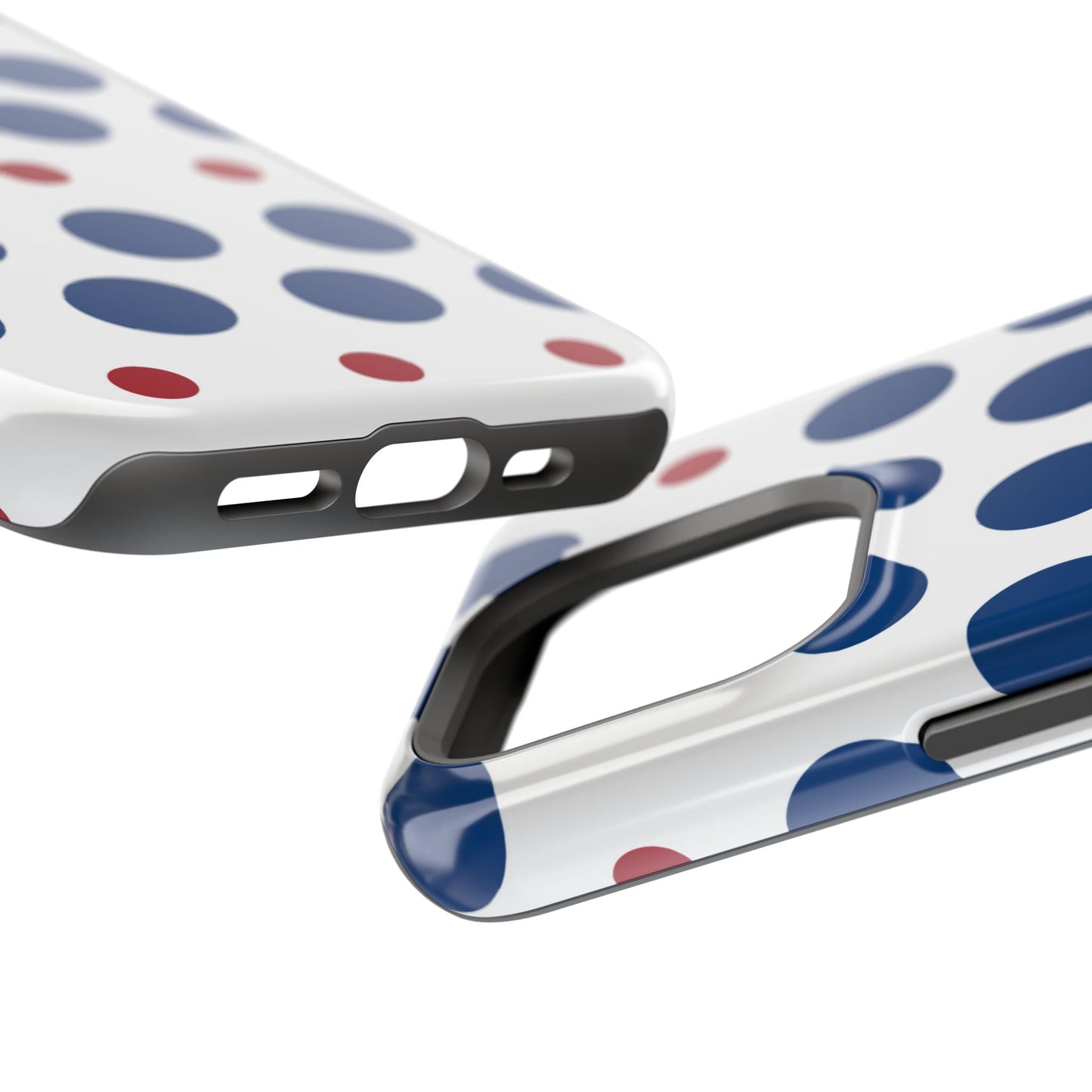Bold Navy & Red Polka Dot Pattern – MagSafe iPhone Case - BOGO Cases