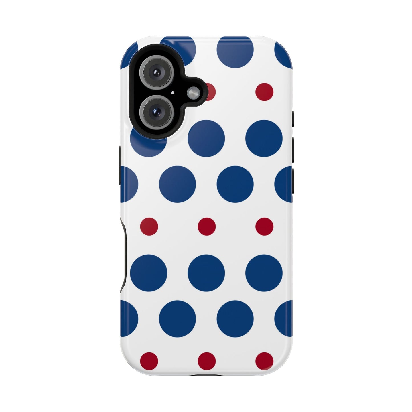 Bold Navy & Red Polka Dot Pattern – MagSafe iPhone Case - BOGO Cases