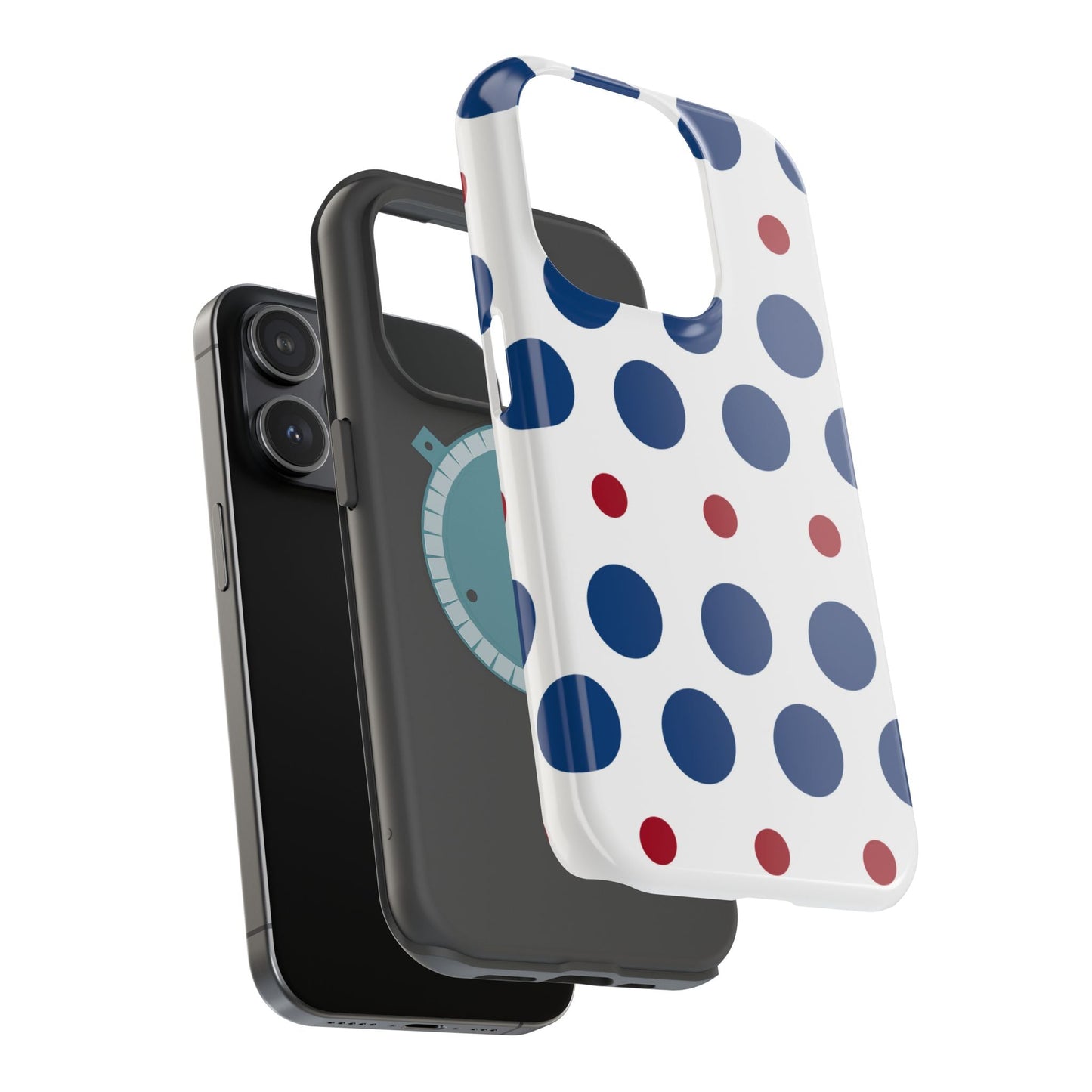 Bold Navy & Red Polka Dot Pattern – MagSafe iPhone Case - BOGO Cases