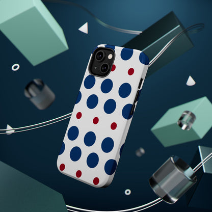 Bold Navy & Red Polka Dot Pattern – MagSafe iPhone Case - BOGO Cases