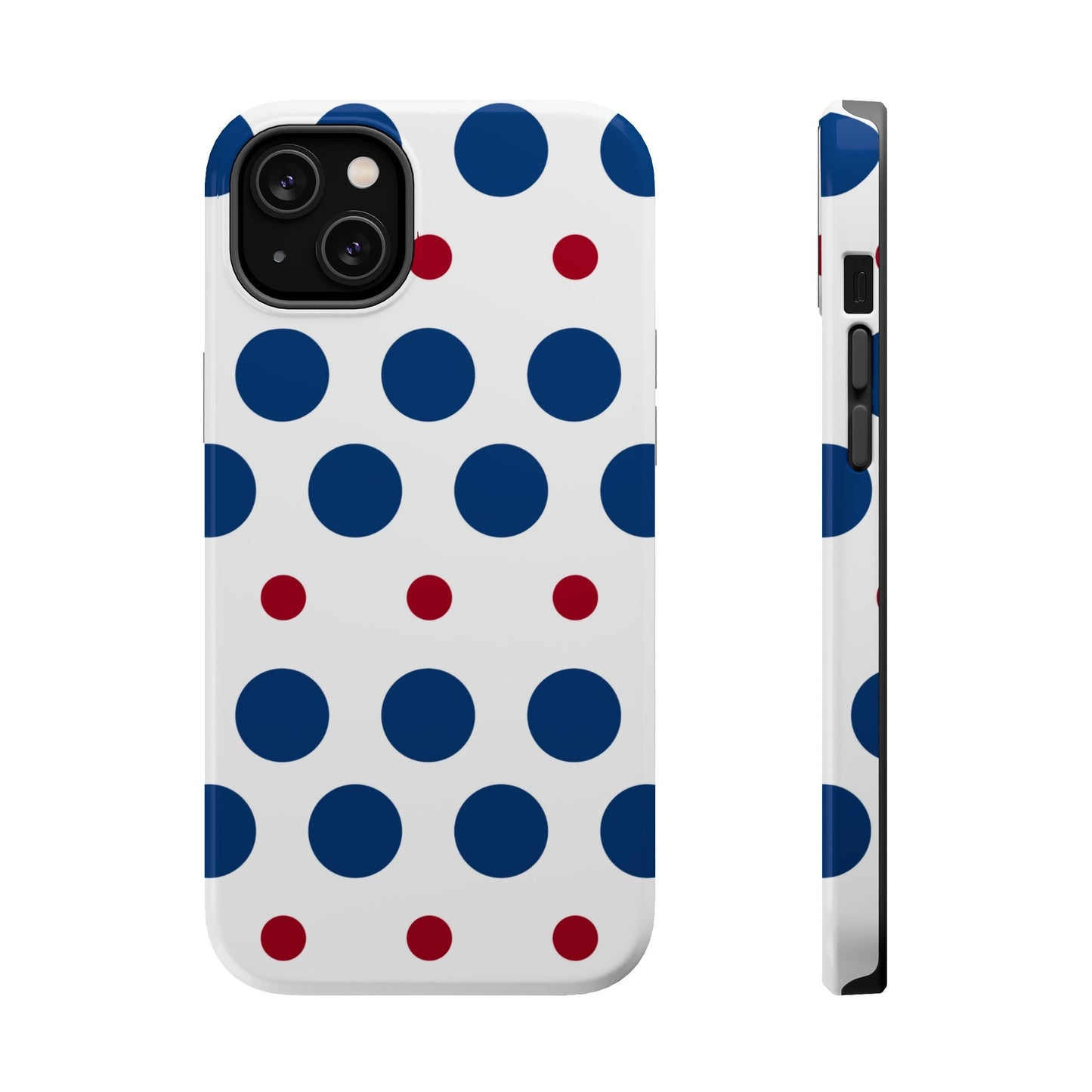 Bold Navy & Red Polka Dot Pattern – MagSafe iPhone Case - BOGO Cases