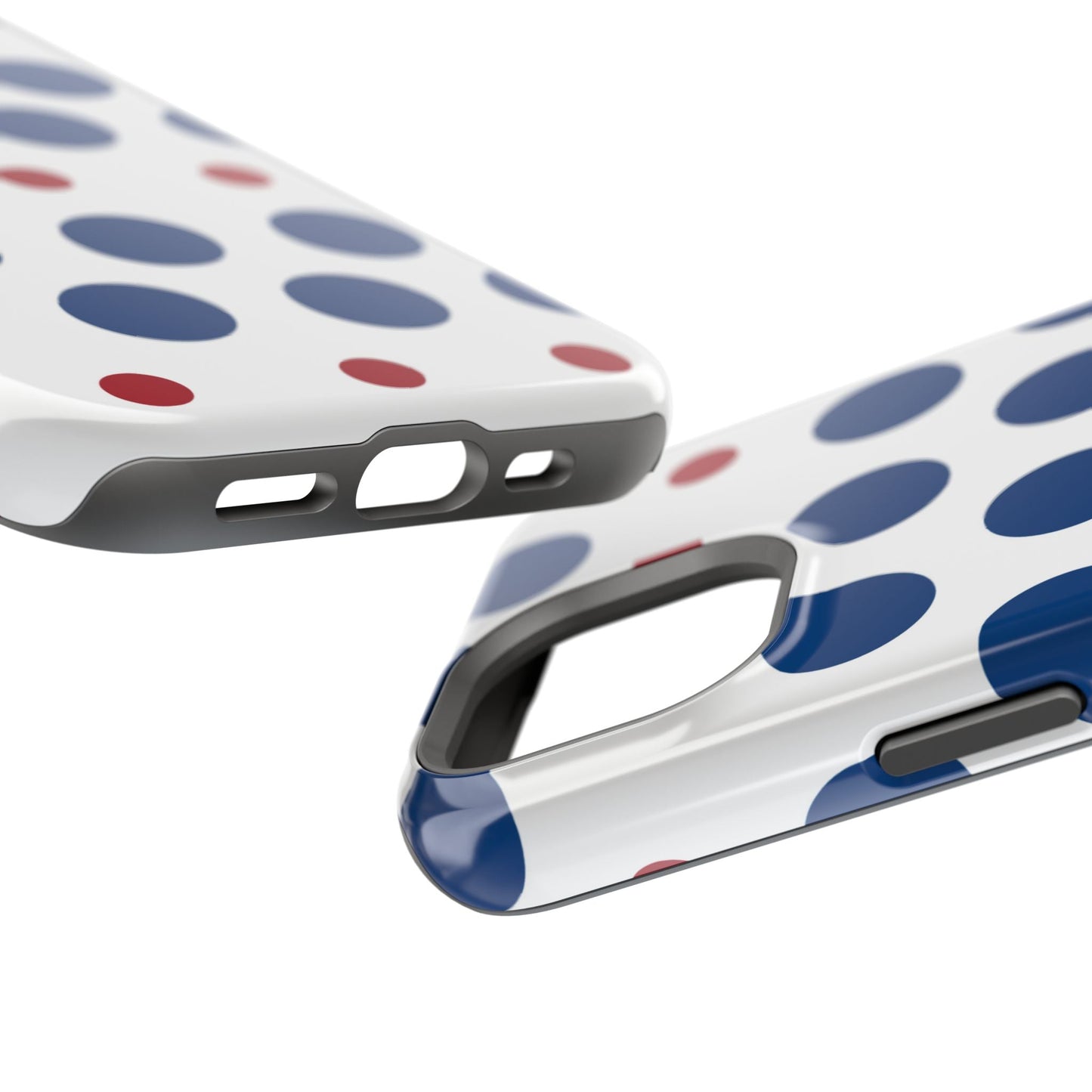 Bold Navy & Red Polka Dot Pattern – MagSafe iPhone Case - BOGO Cases