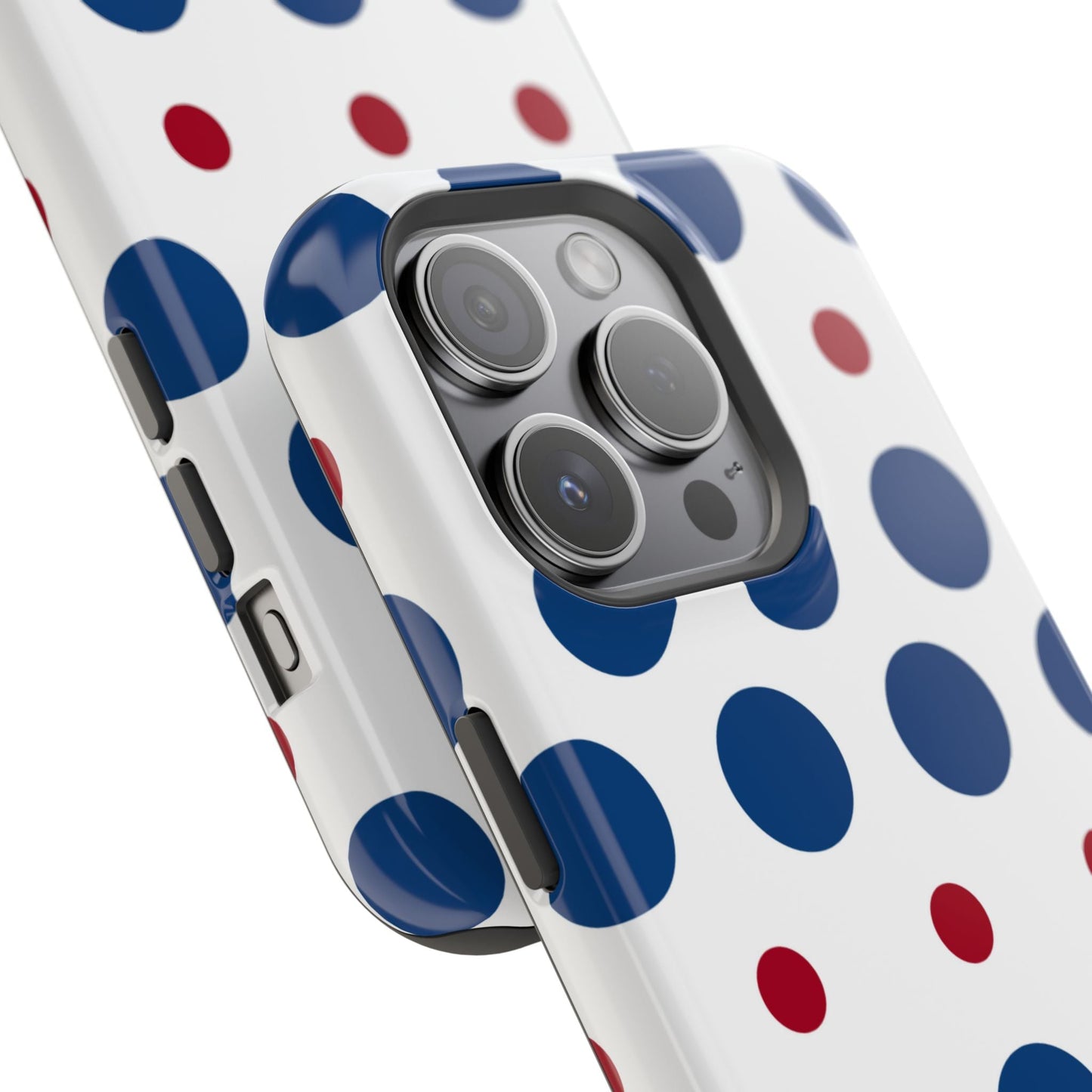 Bold Navy & Red Polka Dot Pattern – MagSafe iPhone Case - BOGO Cases