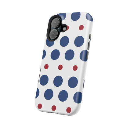 Bold Navy & Red Polka Dot Pattern – MagSafe iPhone Case - BOGO Cases
