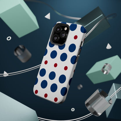 Bold Navy & Red Polka Dot Pattern – MagSafe iPhone Case - BOGO Cases