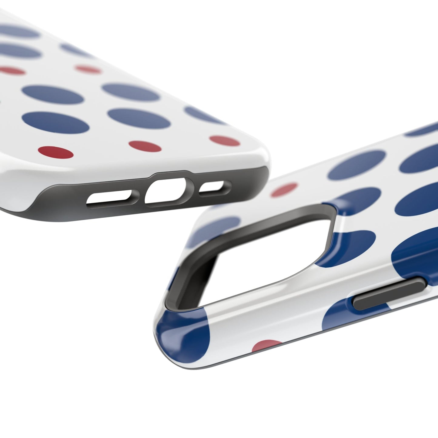 Bold Navy & Red Polka Dot Pattern – MagSafe iPhone Case - BOGO Cases