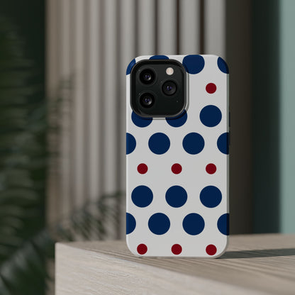 Bold Navy & Red Polka Dot Pattern – MagSafe iPhone Case - BOGO Cases