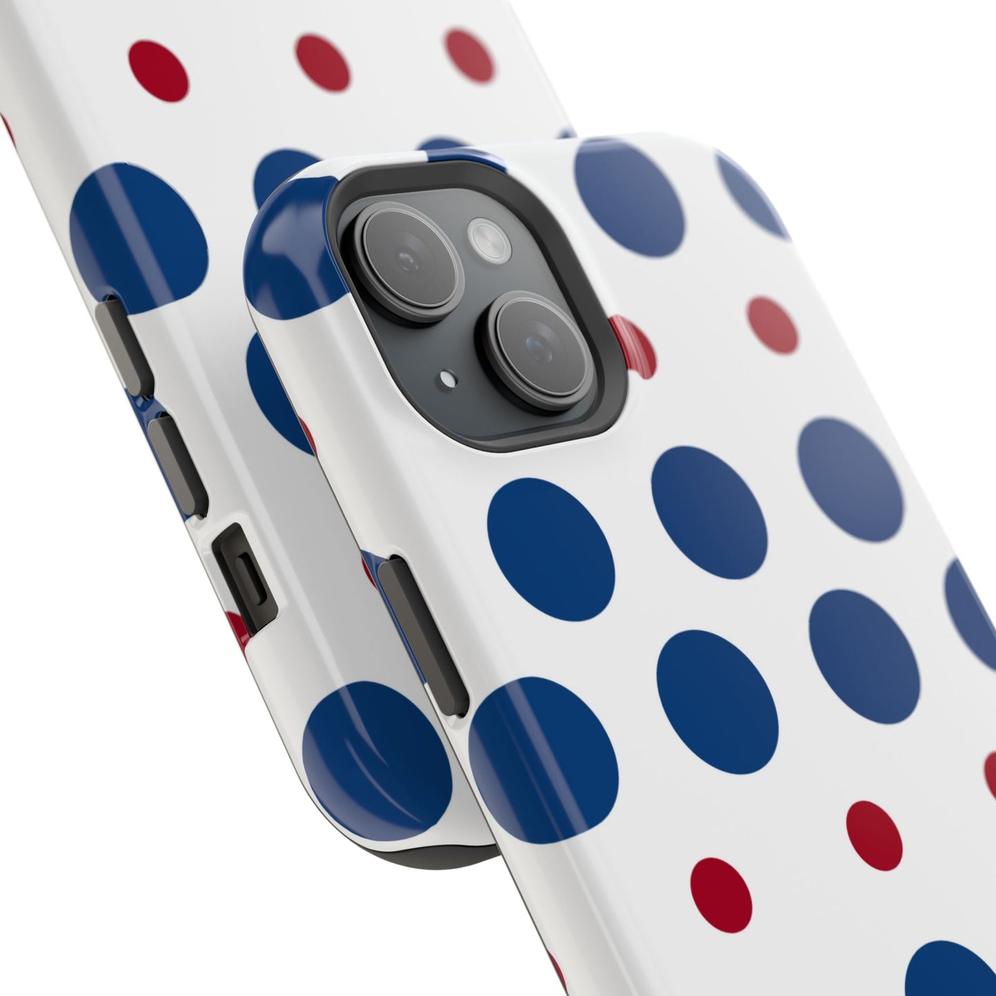 Bold Navy & Red Polka Dot Pattern – MagSafe iPhone Case - BOGO Cases