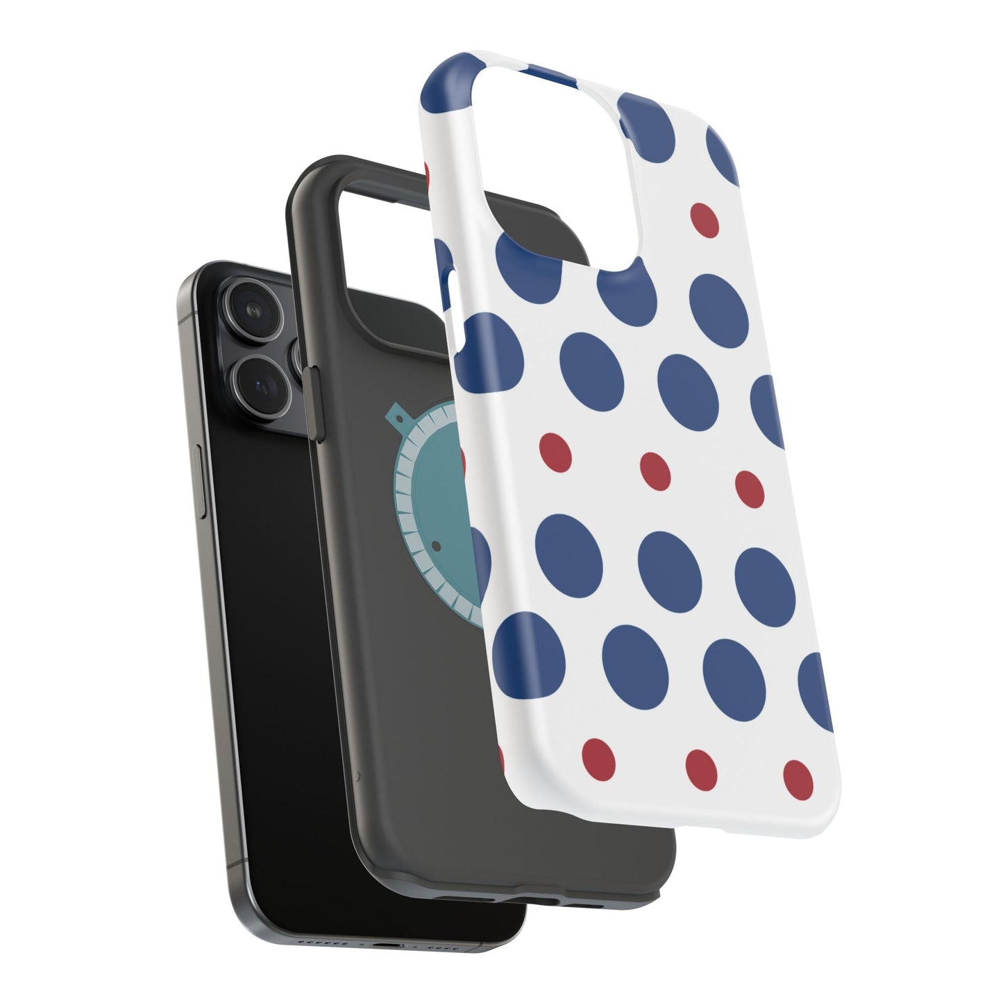 Bold Navy & Red Polka Dot Pattern – MagSafe iPhone Case - BOGO Cases