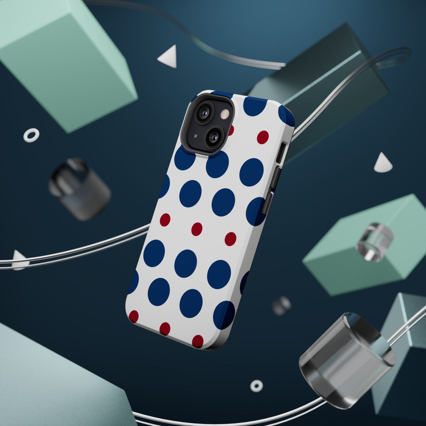Bold Navy & Red Polka Dot Pattern – MagSafe iPhone Case - BOGO Cases