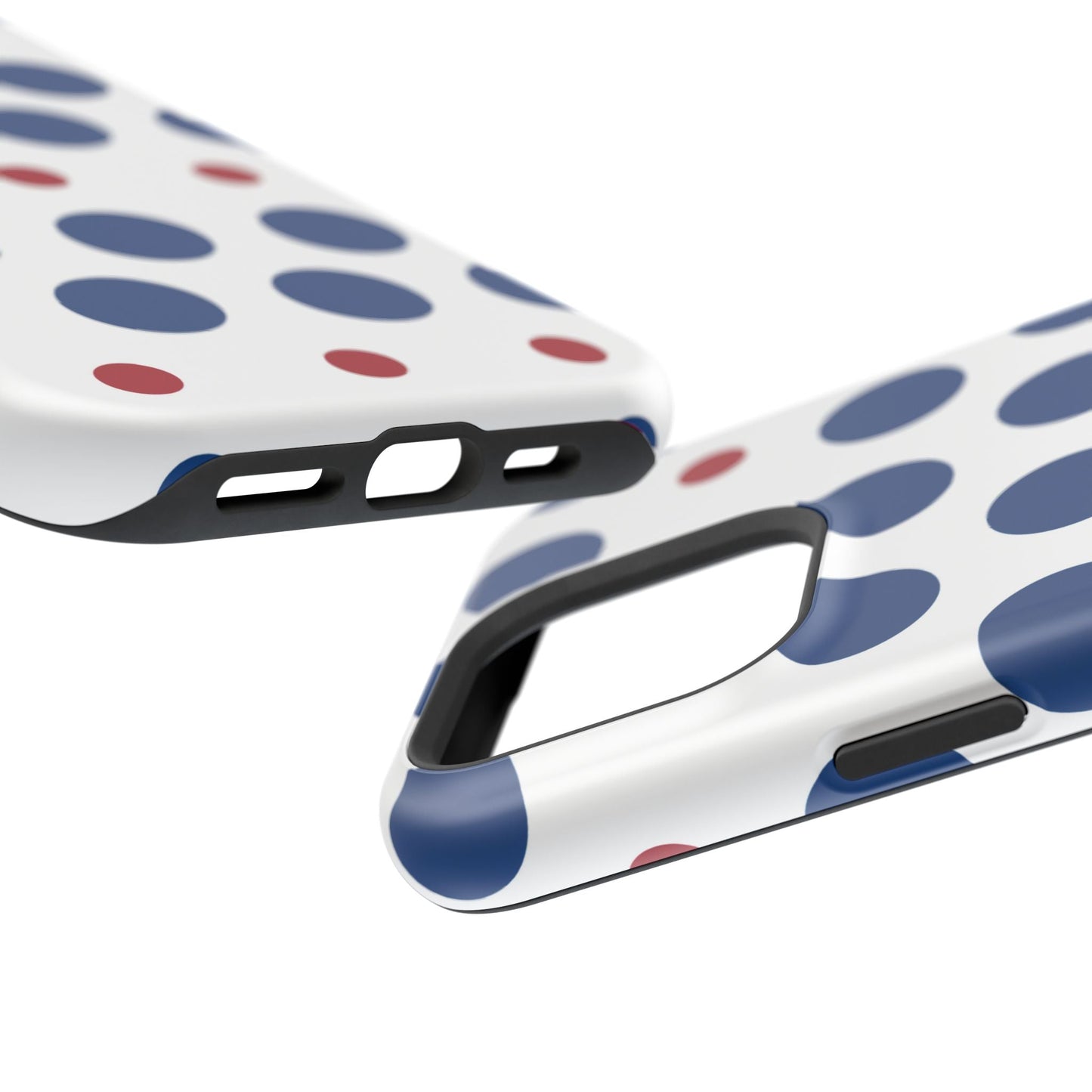 Bold Navy & Red Polka Dot Pattern – MagSafe iPhone Case - BOGO Cases