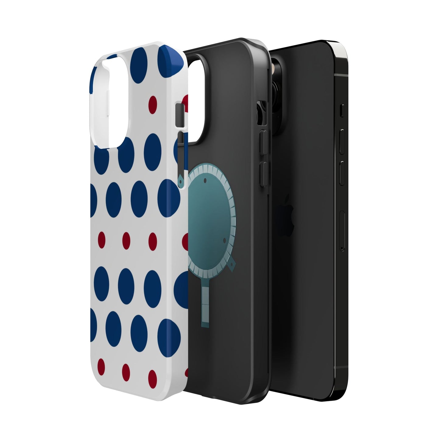Bold Navy & Red Polka Dot Pattern – MagSafe iPhone Case - BOGO Cases