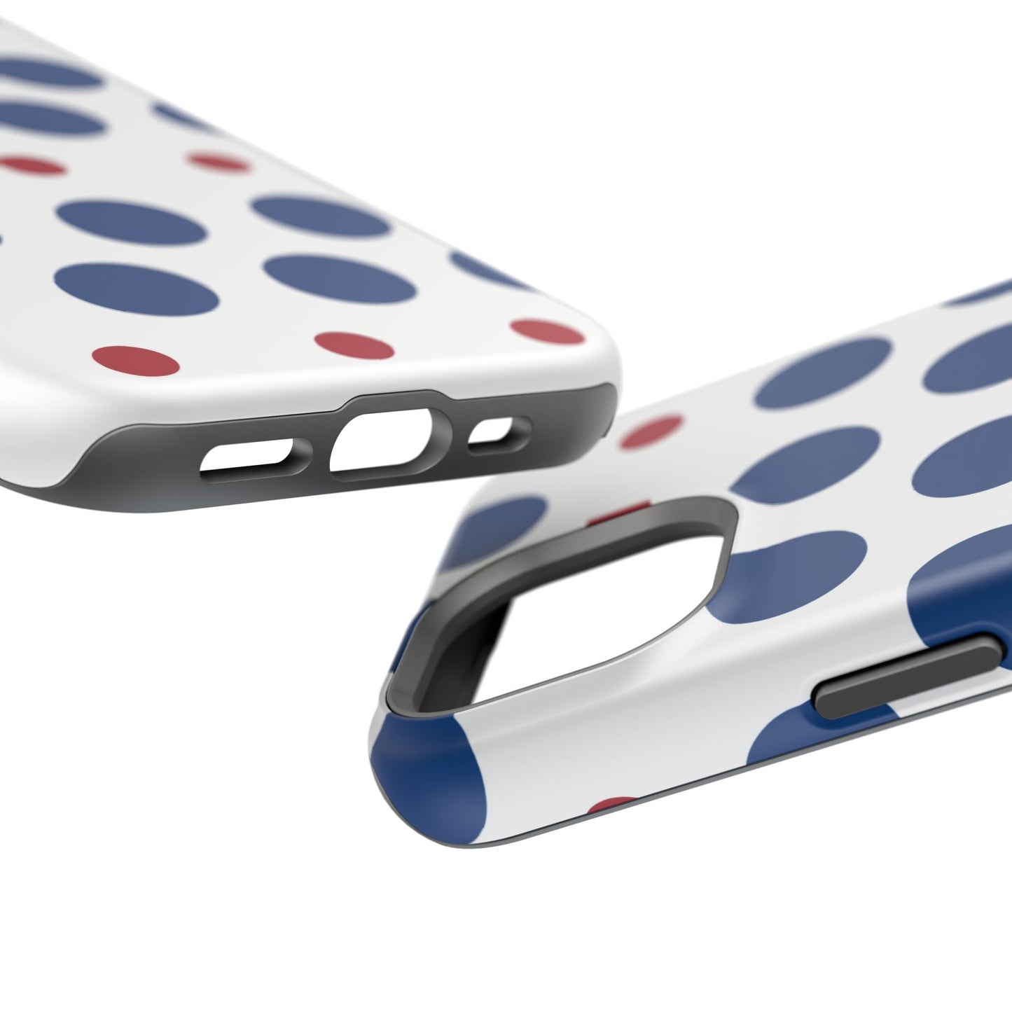 Bold Navy & Red Polka Dot Pattern – MagSafe iPhone Case - BOGO Cases