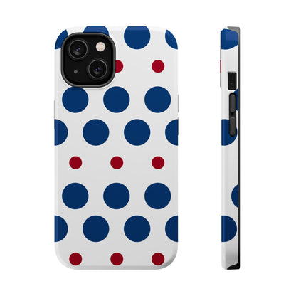 Bold Navy & Red Polka Dot Pattern – MagSafe iPhone Case - BOGO Cases