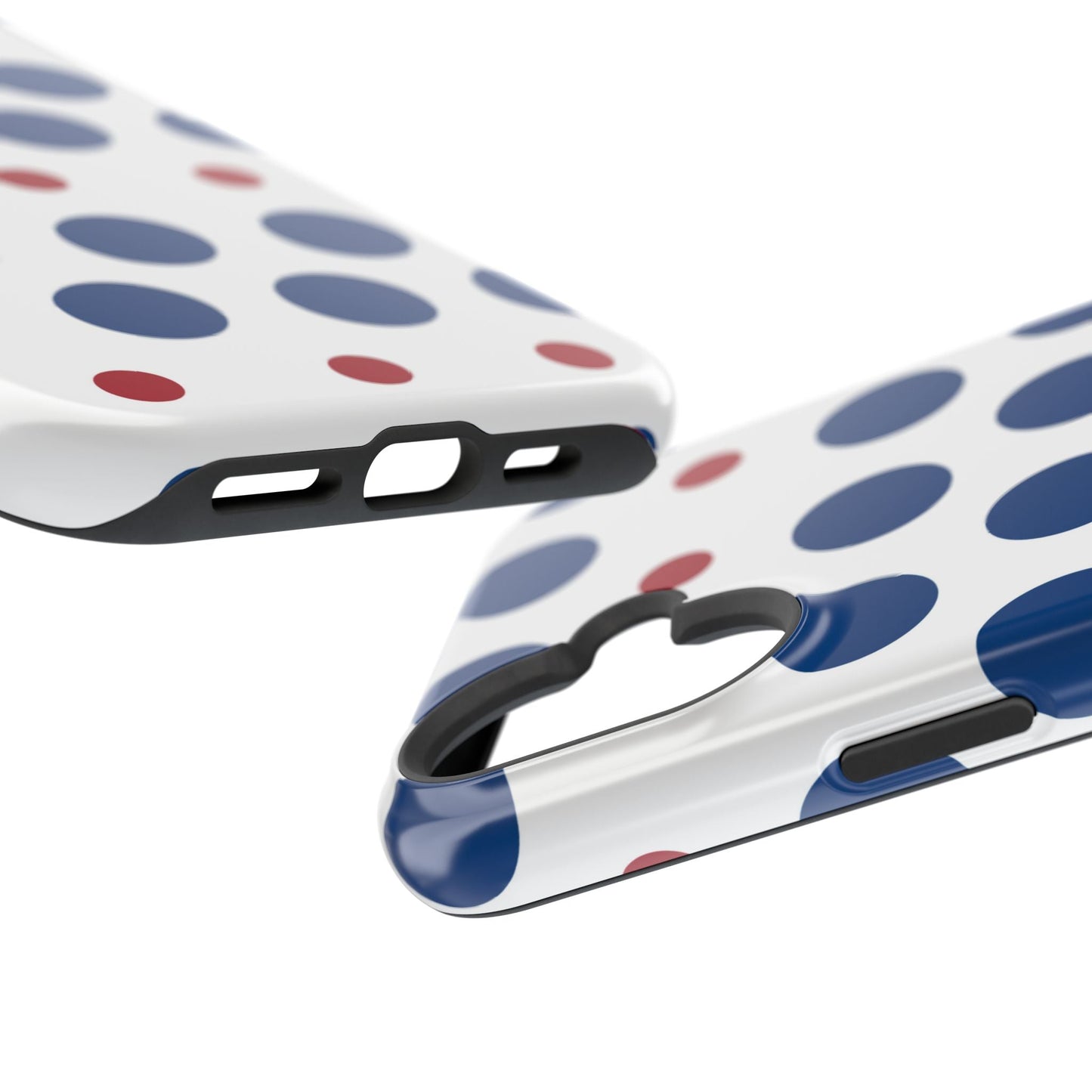 Bold Navy & Red Polka Dot Pattern – MagSafe iPhone Case - BOGO Cases